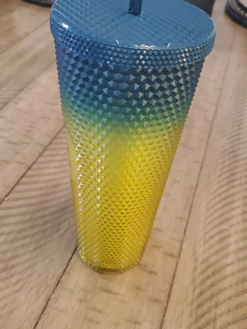 Starbucks Blue to Yellow Studded Ombre Tumbler with Straw